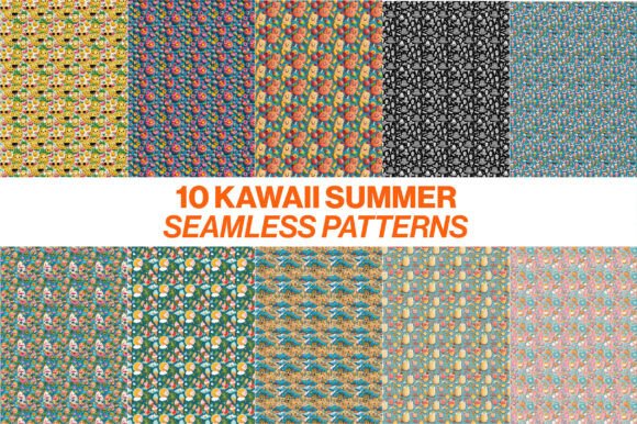 10 Kawaii Summer Seamless Patterns for Creative Projects