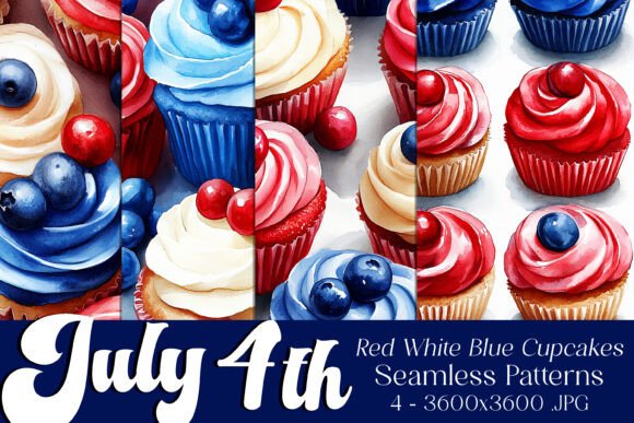 4th of July Seamless Cupcakes Patterns 2