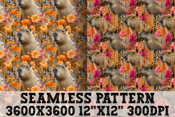 Capybara Floral Funky Seamless Patterns – A Creative Digital Design Tool