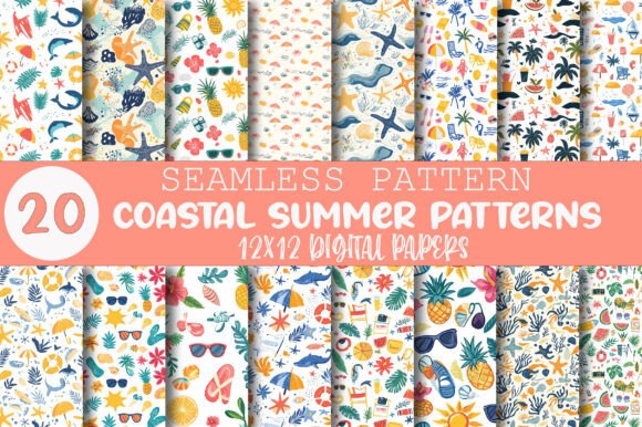 Coastal Summer Seamless Patterns: Elevate Your Creative Projects with Beach-Inspired Designs