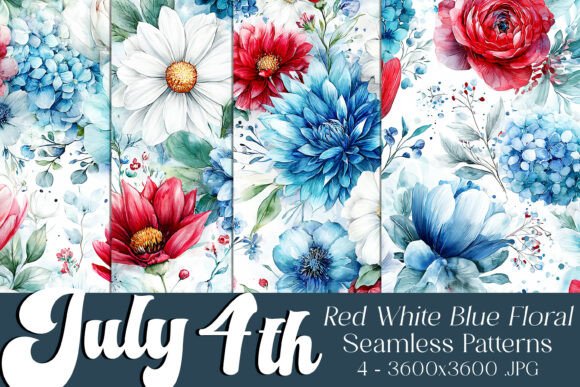 July 4th Floral Seamless Patterns 8: A Versatile Resource for Creative Projects