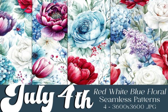 July 4th Floral Seamless Patterns: Creative Freedom for Every Project