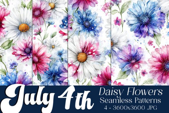 July 4th Seamless Daisy Patterns 3: A Versatile Resource for Print and Digital Projects
