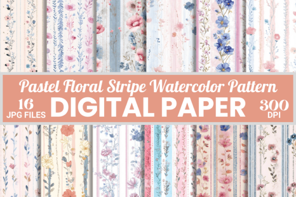 Pastel Floral Stripe Watercolor Patterns: A Timeless Design Asset
