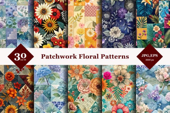 Patchwork Floral Seamless Patterns 01