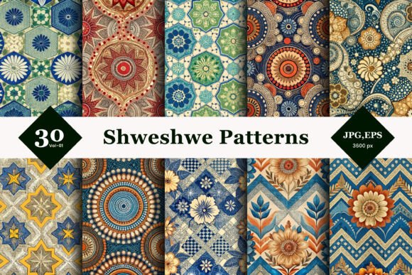 Shweshwe Style Seamless Patterns 01