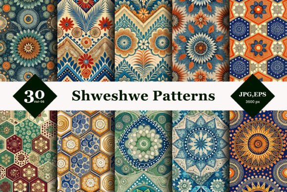 Shweshwe Style Seamless Patterns 06