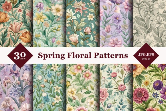 Spring Floral Seamless Patterns 01: A Versatile Design Collection for the Season of Renewal