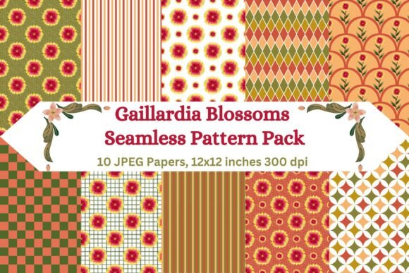 Vibrant Gaillardia Blossoms Seamless Patterns for Creative Projects