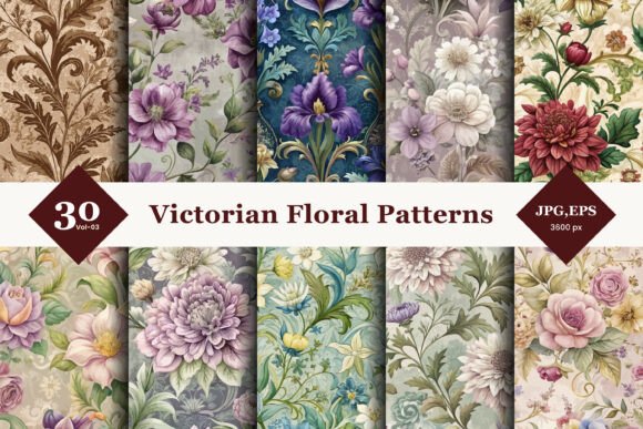 Victorian Floral Seamless Patterns 03: Timeless Elegance for Modern Creatives