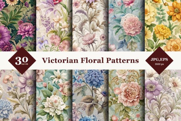 Victorian Floral Seamless Patterns 04