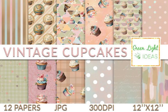 Vintage Cupcakes Digital Papers Patterns: Sweet Design for Every Occasion