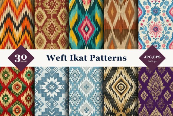 Weft Ikat Seamless Patterns 07